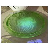 Vintage Uranium Glass Cookie / Cake Plate