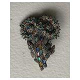 Vintage Gemstone Flower Brooch