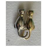 Silver Toned / Gold Toned Pair of Cats Brooch