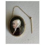 Antique Portrait Brooch on Porcelain