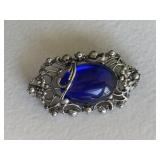 Statement Blue Rhinestone Brooch