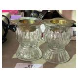 Pair of Metal Flower Candleholders