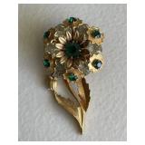 Vintage Flower Rhinestone Brooch