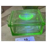 Vintage Uranium Glass Candy Dish & Lid