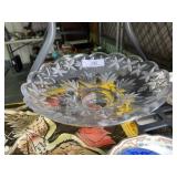 Vintage Etched Glass Footed Bowl