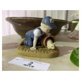 Country Store Boy & Pig Figurine