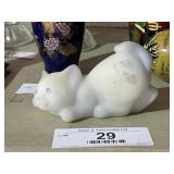 Fenton White Glass Cat
