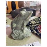 Stone Carved Frog on Lilly Pad