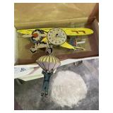 Vintage Plane Clock with Parachute Pendulum