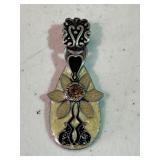 Large Vintage Pewter Enamel Pendant
