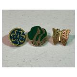 2 Vintage Girl Scout Pins & Butterfly Pin