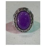 Large Ornate Purple Stone Cocktail Ring