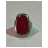 Sterling Silver Southwest Design Red Coral Ring