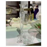 Etched Crystal Vase & Cup
