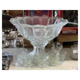 Punch Bowl With Stand & Cups