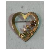 Vintage Rose & Heart Brooch