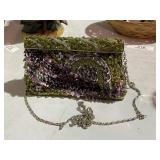 Vintage Green Beaded Clutch Purse
