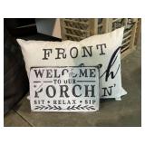 Front Porch Pillow & Metal Sign