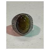 Sterling Silver Ornate Tigers Eye Men's Ring