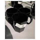 4 Arcoroc Octime Black Glass Mugs