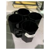 4 Arcoroc Octime Black Glass Mugs