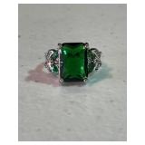 Large Emeral Quartz Estate Cocktail Ring