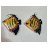 Large Wooden Tropical Fish Earrings