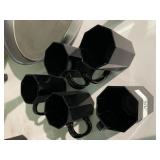 5 Arcoroc Octime Black Glass Mugs