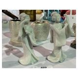 Vintage White Porcelain Geisha Figurines
