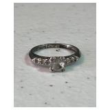 Sterling Silver White Sapphire Engagement Ring