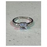 Emerald Cut White Sapphire Solitaire Ring