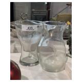 2 Large Glass Flower Vases