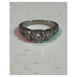 Sterling Silver White Sapphire Engagement Ring