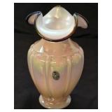 Fenton Ruffled Pink Iridescent Vase