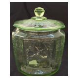 Vintage Uranium Glass Cookie/Biscuit Jar