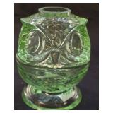 Vintage Wilkerson Green Glass Owl Fairy Lamp