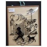 Vintage Framed Convex Glass Reverse Silhouette