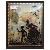 Vintage Framed Convex Glass Reverse Silhouette