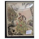 Vintage Framed Convex Glass Reverse Silhouette