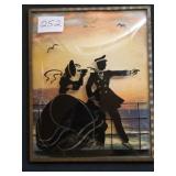 Vintage Framed Convex Glass Reverse Silhouette
