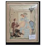 Vintage Framed Convex Glass Reverse Silhouette