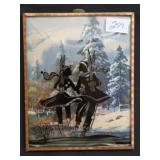 Vintage Framed Convex Glass Reverse Silhouette