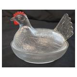 Vintage Indiana Glass Clear Hen on Nest