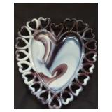Vintage Westmoreland Purple Slag Glass Heart Tray