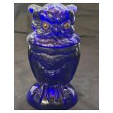 Imperial Glass Cobalt Blue Owl Toby Jar
