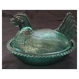 Vintage Evergreen Indiana Glass Hen on Nest