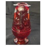 Vintage Viking Glass Ruby Red Owl Fairy Lamp