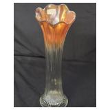 Vintage Clear to Marigold Carnival Swung Vase