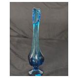 Viking Glass Bluenique 6 Petal Swung Vase