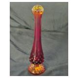 Fenton Amberina Swung Vase w/Hobnail Base